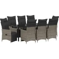 vidaXL Garten Essgruppe 9 Stk. Grau Poly-Rattan