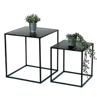 DanDiBo Couchtisch Schwarz Metall 2er Set Beistelltisch Wohnzimmer 96252 Tisch Beistelltisch 52 cm und 42 cm Sofatisch Küchentisch Modern