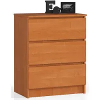 Akord Kommode K60 3 Schubladen Wohnzimmer, Schlafzimmer, Laminierte Platte matt, H77 x B60 x T40 cm, Erle