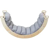 Buxibo Mini-Kletterbogen – Kletterbogen aus Holz mit Kissen – Montessori-Spielhalle – 78 x 47 x 37 cm – Grau