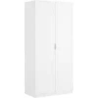 Dmora Kleiderschrank Deder, Garderobe für Schlafzimmer, Kleiderschrank mit 2 Flügeltüren, 81x52h184 cm, Weiß