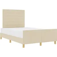 Syfax Bettgestell mit Kopfteil Creme 140 x 200 cm Stoff