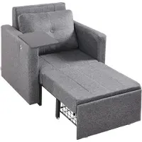 Vevor Schlafsofa, Einzel-Chaiselongue mit 5-fach verstellbarer Rückenlehne, Einzel-Ausziehsofa mit 2 Rädern und Stauraum darunter, Grau