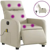 Syfax Massagesessel Elektrisch Creme Kunstleder