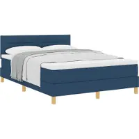 Syfax Boxspringbett mit Kissen mit Kopfteil Blau 140 x 200 cm Stoff