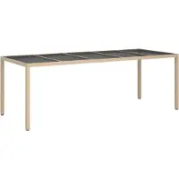 Syfax Gartentisch Beige 250x100x75 cm Hartglas und Poly Rattan
