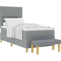 Syfax Boxspringbett mit Kopfteil Hellgrau 200 x 90 cm Stoff