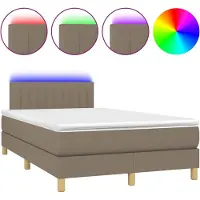 Syfax Boxspringbett mit Matratze & LED Taupe 120x200 cm Stoff