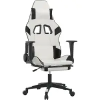 vidaXL Gaming-Stuhl mit Massage & Fußstütze Weiß & Schwarz Kunstleder