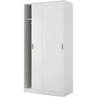 Dmora Garderobe Dgagn, Schlafzimmer Kleiderschrank mit 2 Schiebetüren, Schrank mit Regal und Kleiderbügelstange, 100x50h200 cm, Weiß