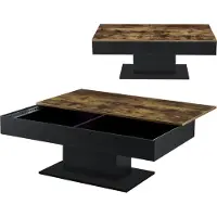 En.casa Couchtisch 'Lünen' mit 2 Staufächern 40 x 110 x 60 cm Holzoptik/Schwarz