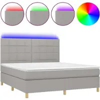Syfax Boxspringbett mit Matratze & LED Hellgrau 180x200 cm Stoff