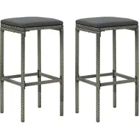 vidaXL "2026 Promotion" Barhocker mit Kissen 2 Stk. - Hohe Qualität - Grau Poly Rattan - Barhocker CC7441