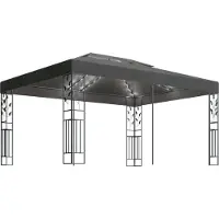 Syfax Pavillon mit Doppeldach & LED-Lichterkette 3x4 m Anthrazit