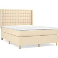 Syfax Boxspringbett mit Matratze Creme 140x190 cm Stoff