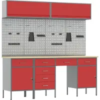 Syfax Werkbank mit Schubladen 10 pcs Rot Ingenieure Holz und Stahl