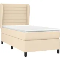 Syfax Boxspringbett mit Matratze Creme 90x190 cm Stoff
