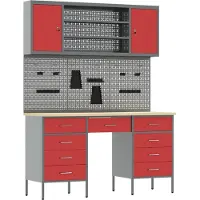 Syfax Werkbank mit Schubladen 8 pcs Rot Ingenieure Holz und Stahl