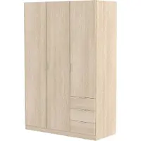Dmora Garderobe Dnespol, Schlafzimmerschrank mit 3 Türen und 3 Schubladen, Schrank mit 3 Einlegeböden und Kleiderstange, 121x52h180 cm, Eiche