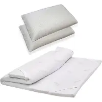 Talamo Italia Viereckiger und halber Topper Dabreg, Auflagenset mit Kissen, Memory Foam Topper, hypoallergener und atmungsaktiver Topper, 100 % Italy, 120x200h5 cm