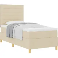 Syfax Boxspringbett mit Matratze Creme 100 x 200 cm Stoff