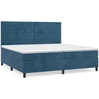 Syfax Boxspringbett mit Matratze Dunkelblau 200x200 cm Samt