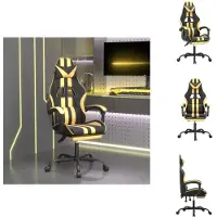vidaXL Gaming-Stuhl mit Fußstütze Schwarz und Golden Kunstleder - Gaming-Sessel