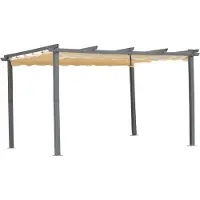 Angel Living Pergola aus Aluminium in anthrazit, Dachrohre aus Stahl, Verstellbares Dach aus Polyester (3x4m, Beige)