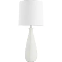 HOME DELUXE Große Tischlampe mit Stoffschirm MELVA - Weiß | Tischleuchte Schreibtischlampe Nachttischlampe
