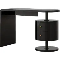 Vicco Schreibtisch Lara Schwarz Hochglanz 120 x 50 cm mit 2 Schubladen, Model 50032