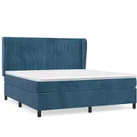 Syfax Boxspringbett mit Matratze Dunkelblau 160x200 cm Samt