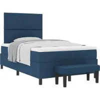 Syfax Boxspringbett mit Kissen mit Kopfteil Blau 120 x 190 cm Stoff