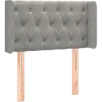 Syfax Kopfteil mit Ohren Hellgrau 83x16x78/88 cm Samt