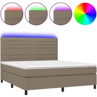 Syfax Boxspringbett mit Matratze & LED Taupe 180x200 cm Stoff