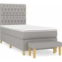 Syfax Boxspringbett mit Matratze Hellgrau 90x200 cm Stoff