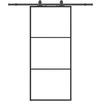 Syfax Schiebetür mit Beschlag Schwarz 90x205 cm ESG-Glas