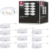 Paulmann LED-Einbaulampe, weiß Ø 8 cm 4,8 W ein/aus 10er-Set, weiß / opal, für Wohn- / Esszimmer, Kunststoff, Modern