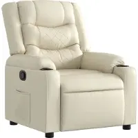 Syfax Relaxsessel Creme Kunstleder mit manueller Liegefunktion, dick gepolstert, 77x93x99 cm (B x T x H)