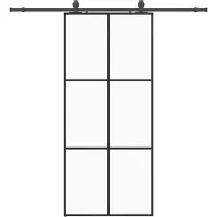 Syfax Schiebetür mit Beschlag Schwarz 90x205 cm ESG-Glas