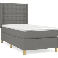 Syfax Boxspringbett mit Matratze Dunkelgrau 100x200 cm Stoff