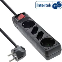 InLine Steckdosenleiste, 4-fach, 2x Schutzkontakt + 2x Euro, schwarz, 5m, 5 m, Abgewinkelt, 1,5 mm², Schwarz, Kunststoff, 2 AC-Ausgänge