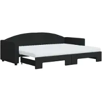 Syfax Tagesbett Ausziehbar mit Matratzen Schwarz 80x200 cm Stoff