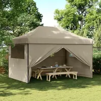 vidaXL Möbel Partyzelt Faltbar Pop-Up mit 4 Seitenteilen Taupe - Pavillon 4004978