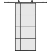 Syfax Schiebetür mit Beschlag Schwarz 90x205 cm ESG-Glas