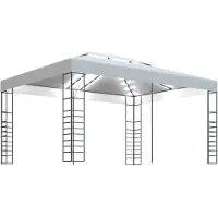 Syfax Pavillon mit LED-Lichterkette 4x3x2,7 m Weiß