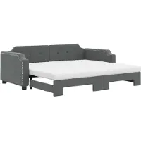 Syfax Tagesbett Ausziehbar mit Matratzen Dunkelgrau 100x200 cm Stoff