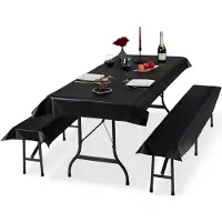 Relaxdays 6x Bierzeltgarnitur Auflage schwarz Schwarz
