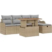 vidaXL Garten-Sofa-Set 6 stk. Beige Poly-Rattan
