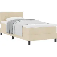 Syfax Boxspringbett mit Kissen mit Kopfteil Creme 90 x 200 cm Stoff