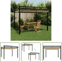 The Living Store Gartenpavillon mit Ausziehbarem Dach Taupe 3x3 m Aluminium